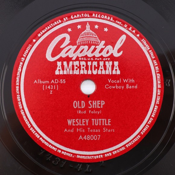 Cliffie Stone, Wesley Tuttle,  Roly Poly/ Old Shep 1947 10" 78 rpm Record A48007 - Picture 4 of 7